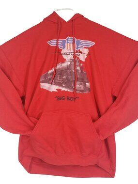 Union Pacific  Locomotive Print Men's Large Hoodie Red Building America Big Boy